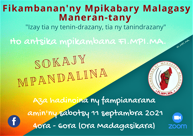 Fampianarana Sokajy Mpandalina sabotsy 11 septembra 2021 @ 4ora – 6ora hariva (Ora Madagasikara)